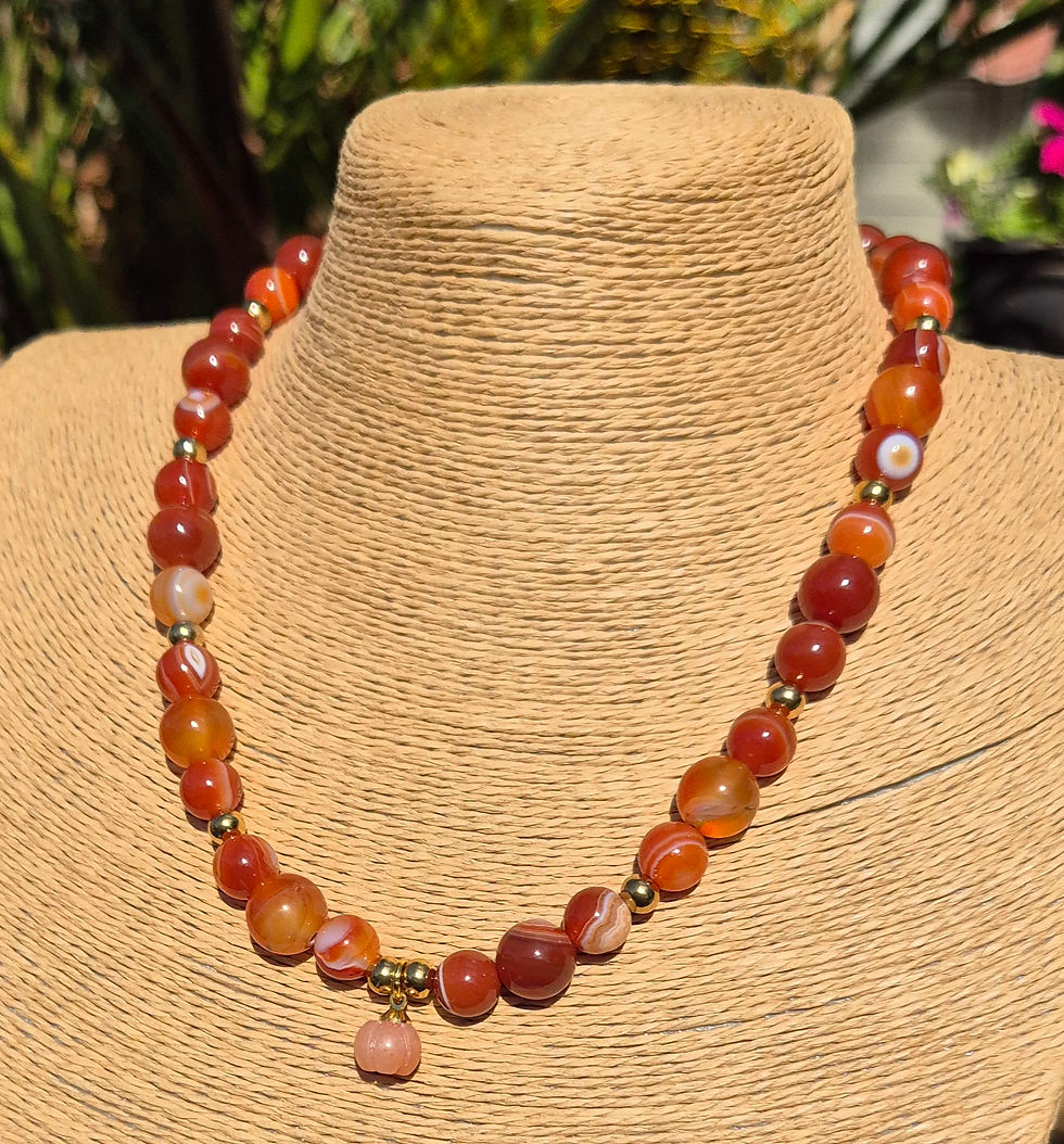 Thumbnail: Carnelian Pumpkin Necklace Halloween 