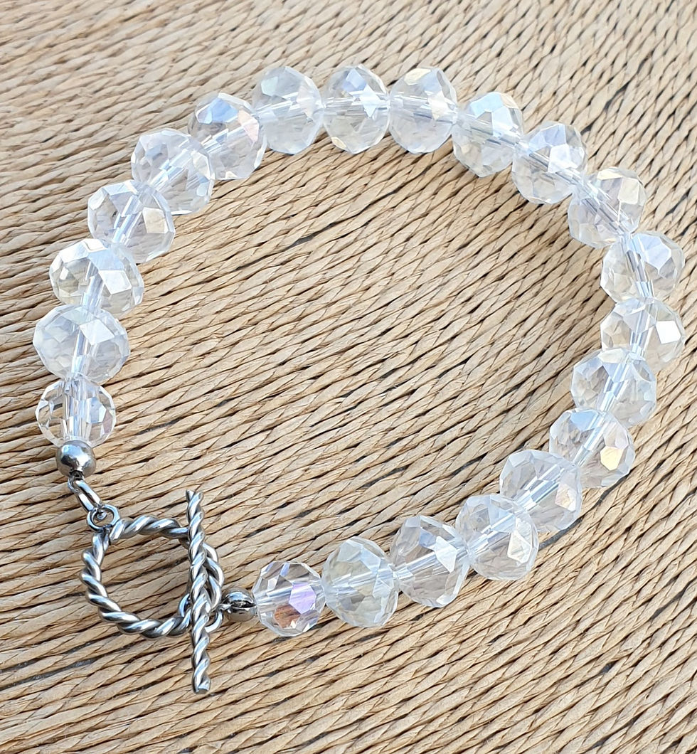 Thumbnail: Glass Crystal bracelet ~ SILVER 