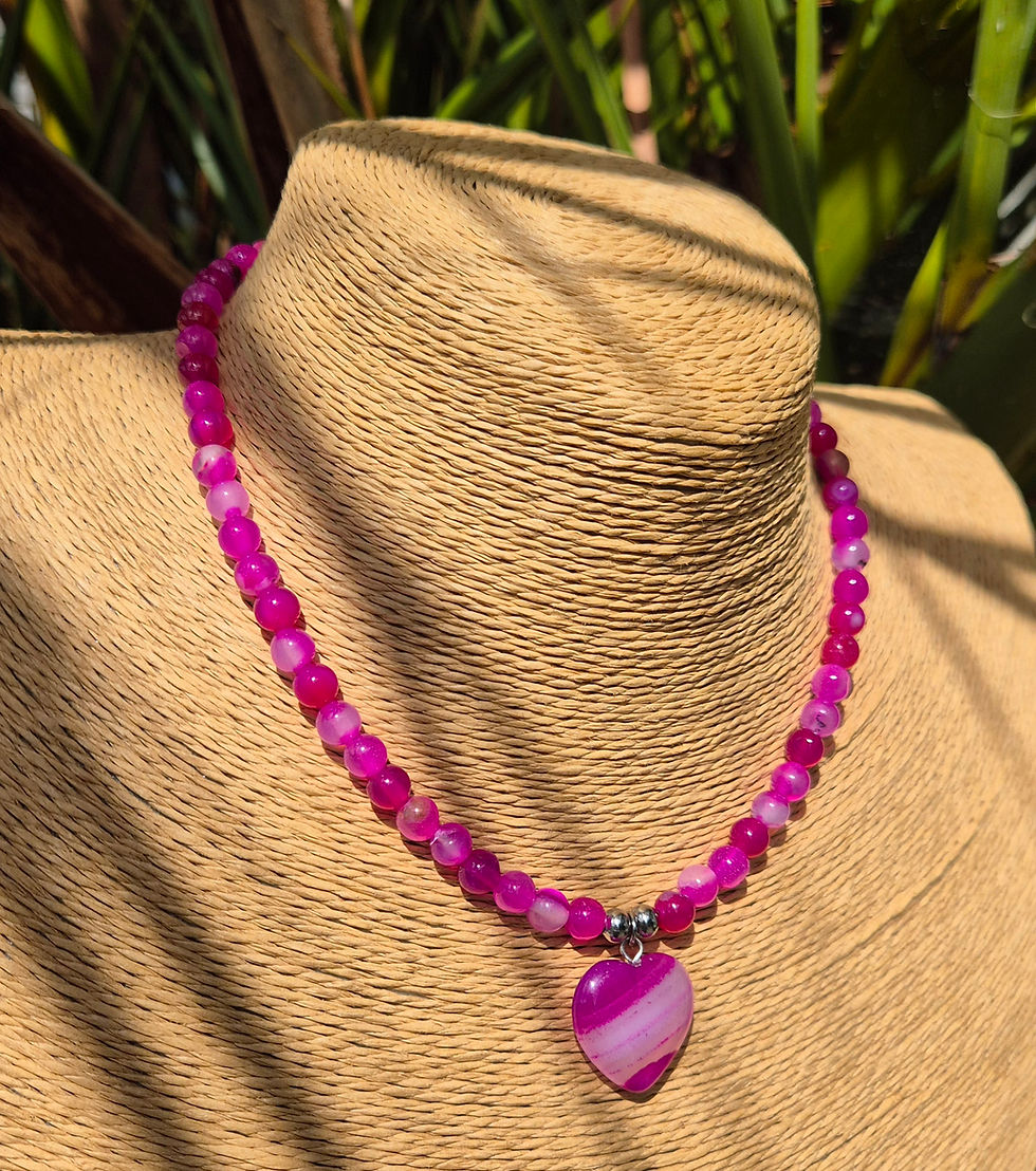 Thumbnail: Pink Agate heart Necklace 