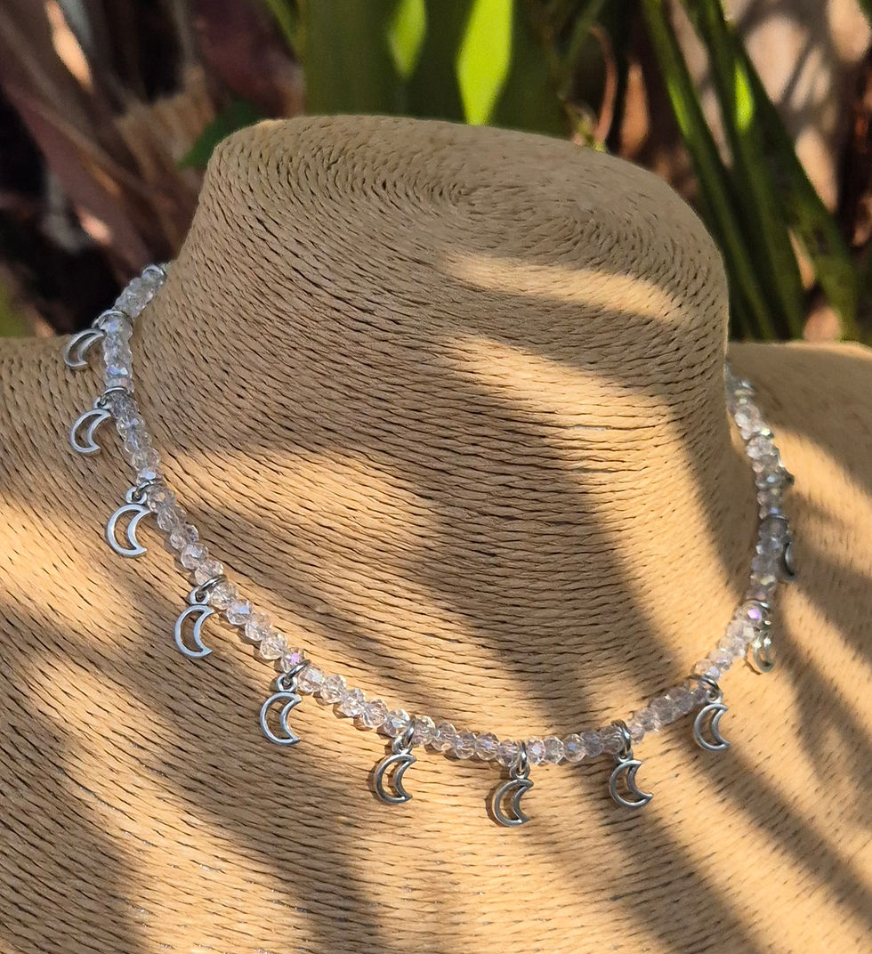 Thumbnail: Glasd Crystal Moon Charm Necklace Choker 