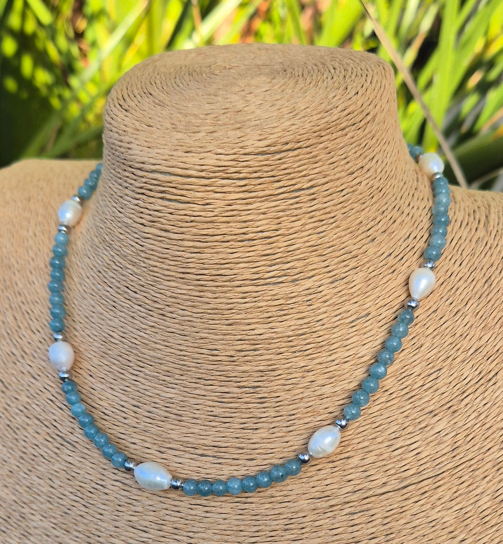 Thumbnail: Aquamarine Freshwater Pearl Necklace 