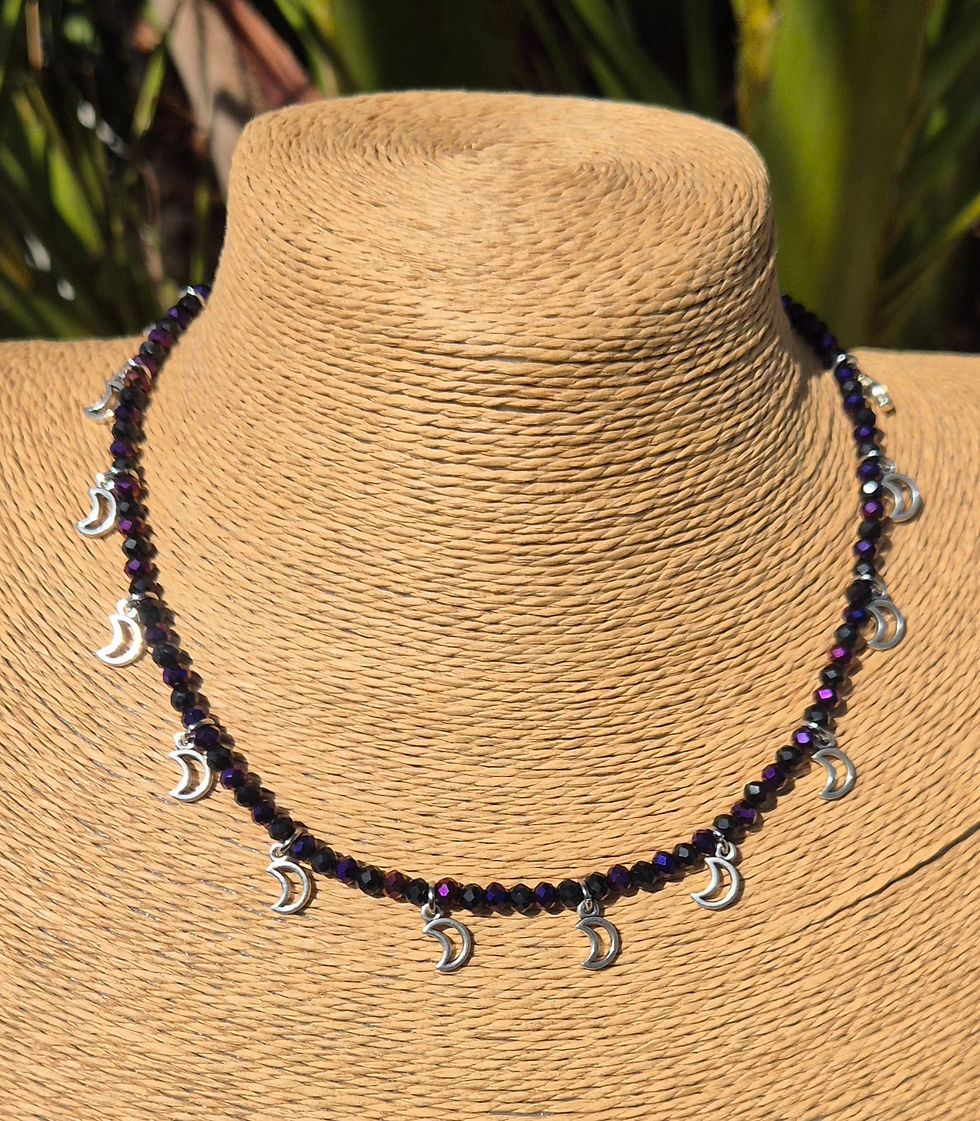 Thumbnail: Glass Crystal Moon charm Necklace 