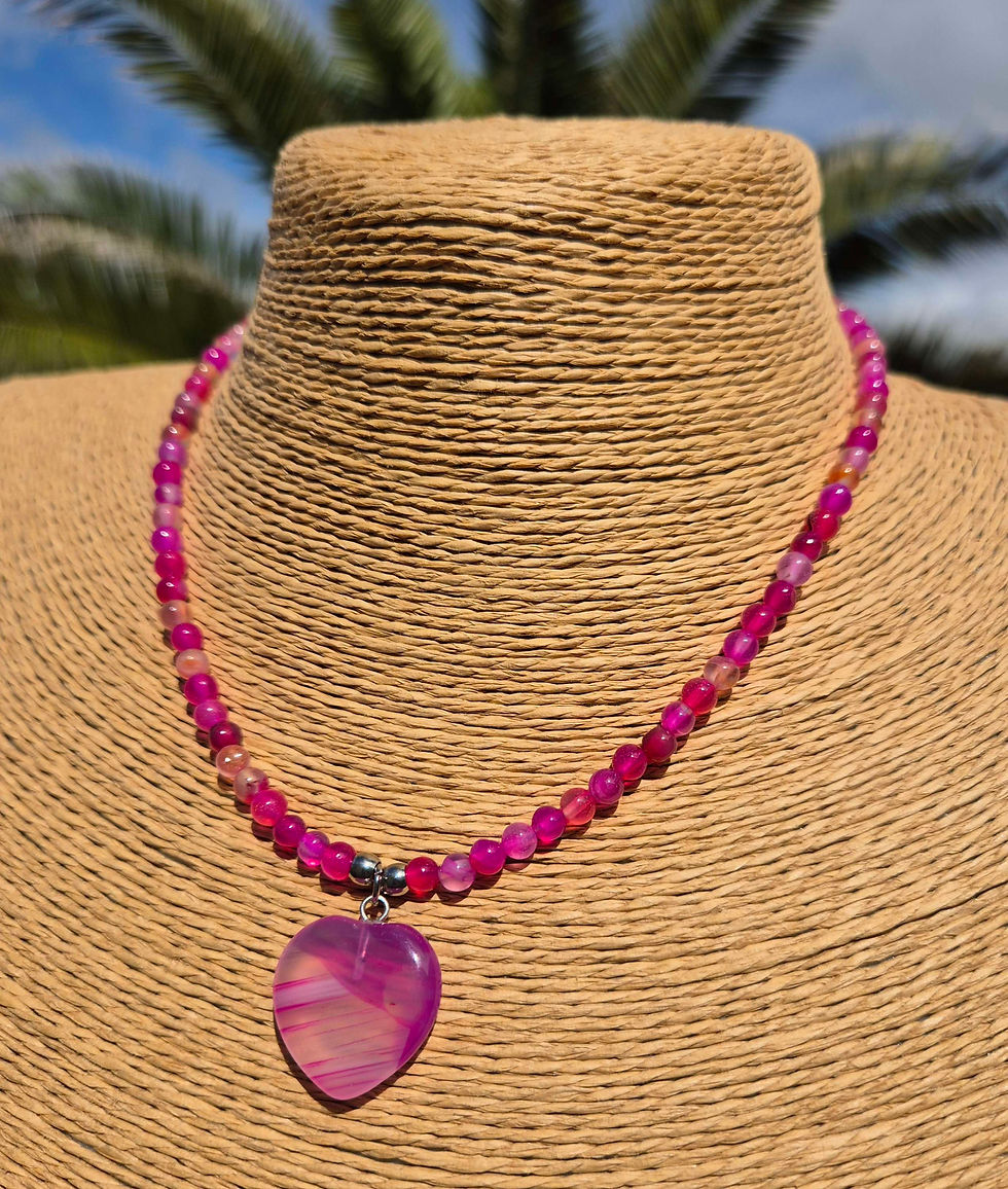 Thumbnail: Pink Agate heart Necklace 