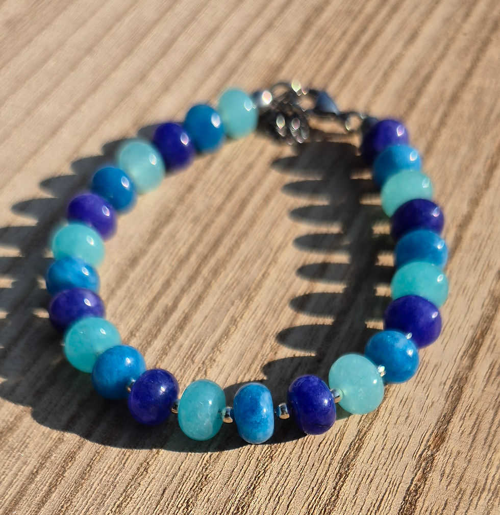 Thumbnail: Aqua Chalcedony Blue Chalcedony Bracelet ~ SILVER 