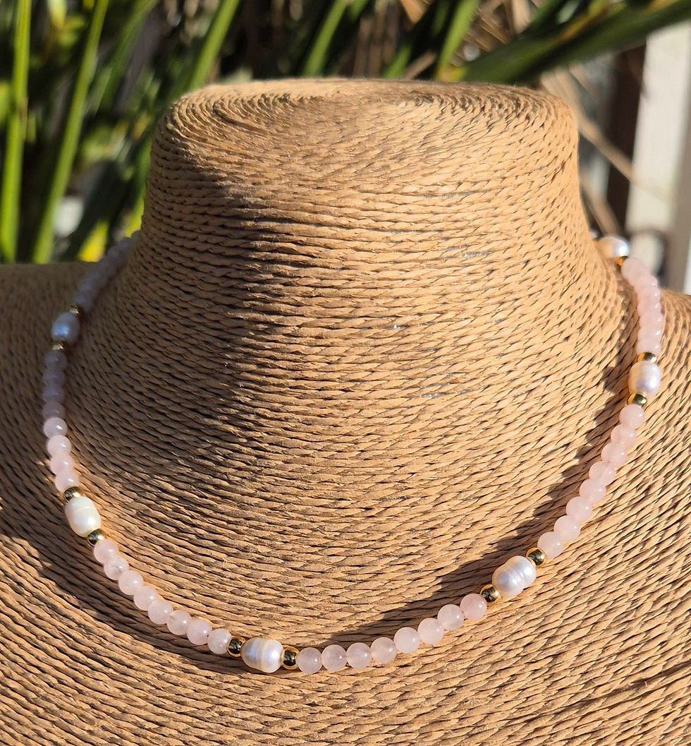 Thumbnail: Rose Quartz Freshwater Pearl Necklace 