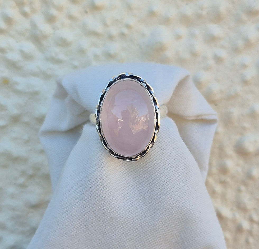 Thumbnail: Rose Quartz Ring Size Q