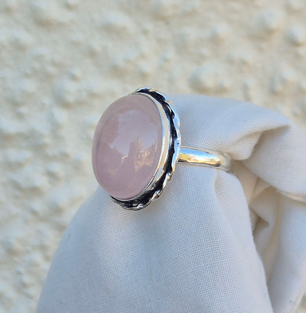 Thumbnail: Rose Quartz Ring Size Q