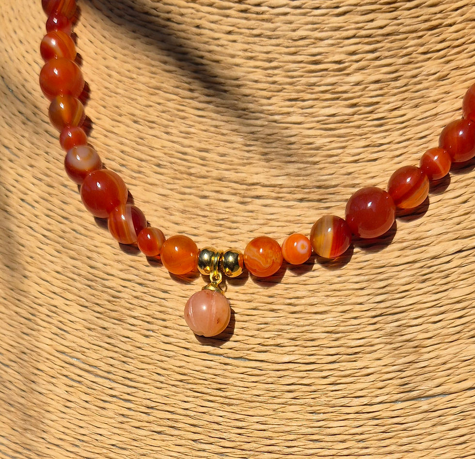 Thumbnail: Carnelian Pumpkin Necklace Halloween 