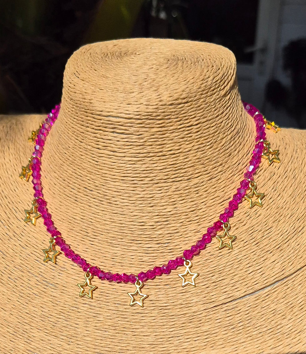 Thumbnail: Glass Crystal Star charm Necklace choker GOLD