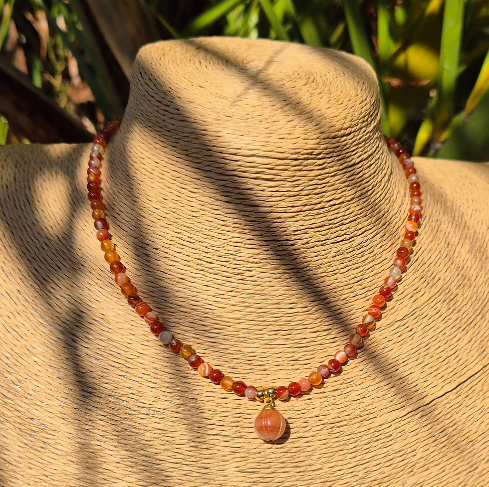 Thumbnail: Carnelian Pumpkin Necklace Halloween 