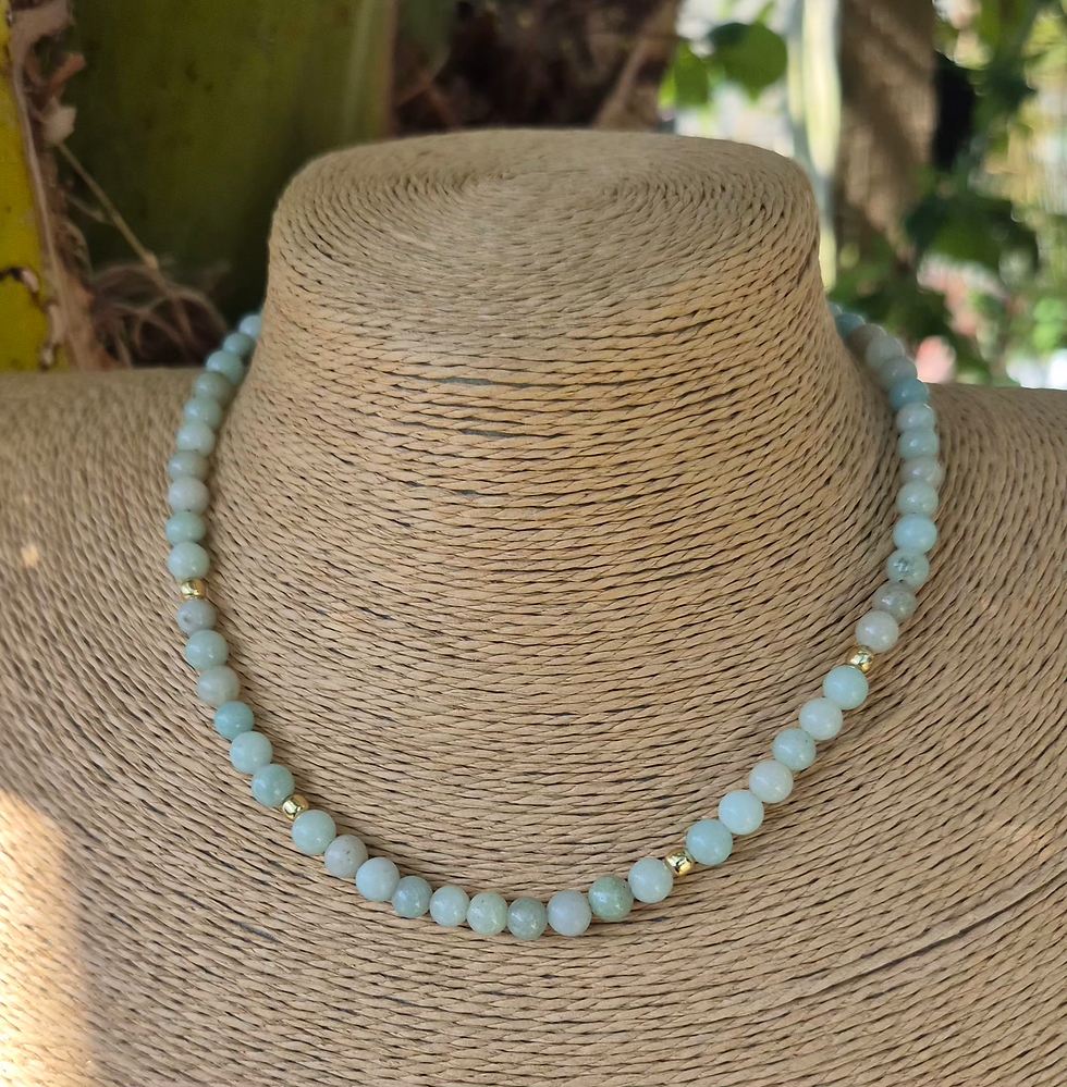 Thumbnail: Amazonite Necklace ~ GOLD 