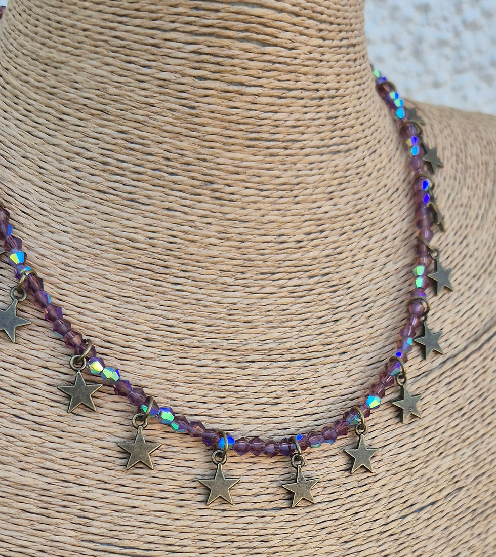 Thumbnail: Glass Crystal Star charm Necklace BRONZE 