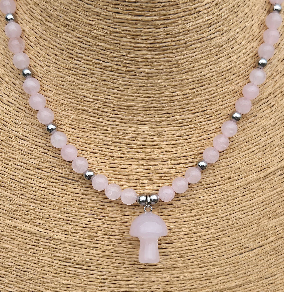 Thumbnail: Rose Quartz Mushroom Necklace 
