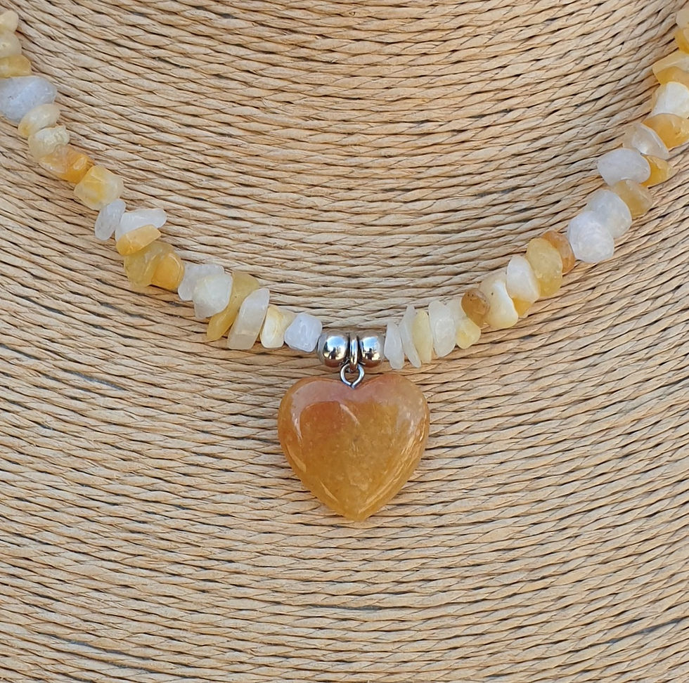 Thumbnail: Yellow Honey Jade heart necklace 