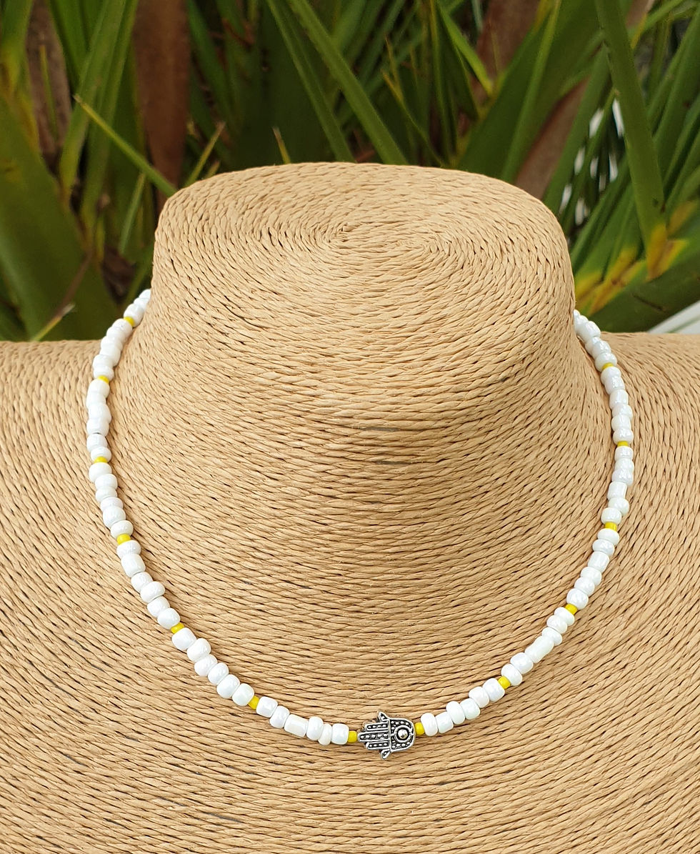 Thumbnail: Hamsa necklace YELLOW