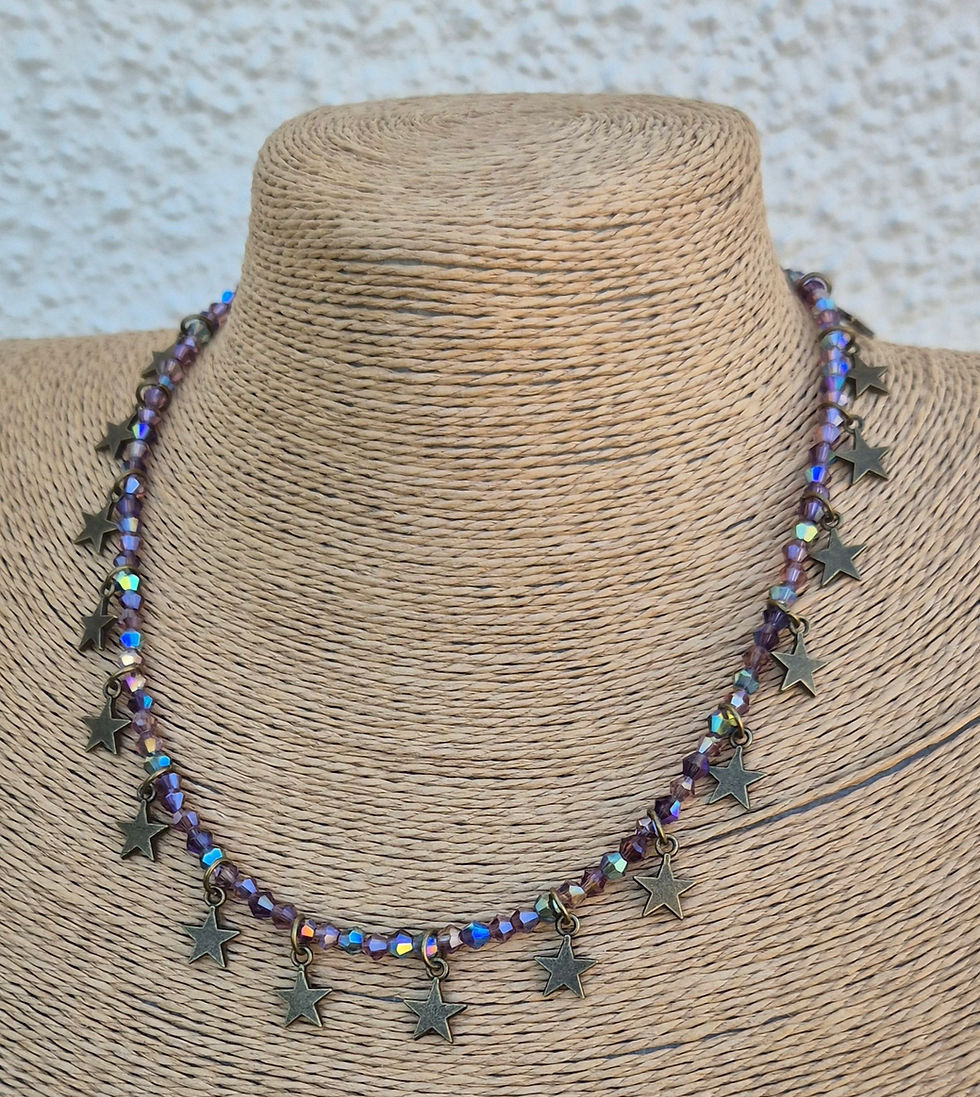 Thumbnail: Glass Crystal Star charm Necklace BRONZE 