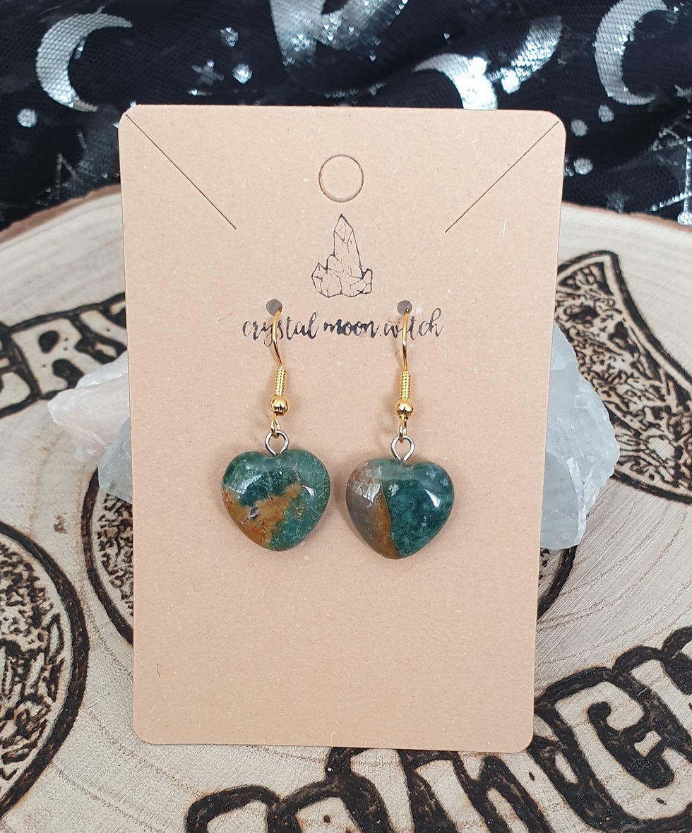 Thumbnail: Moss Agate heart earings 