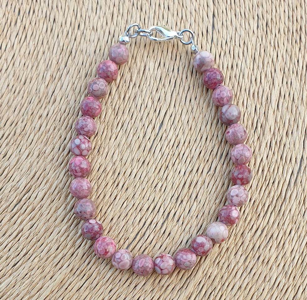 Thumbnail: Red Chrysanthemum bracelet ~ SILVER 
