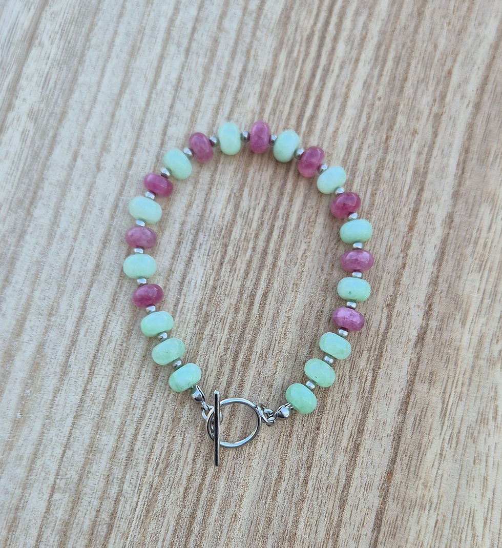 Thumbnail: Lepidolite Green Aventurine Bracelet ~ SILVER