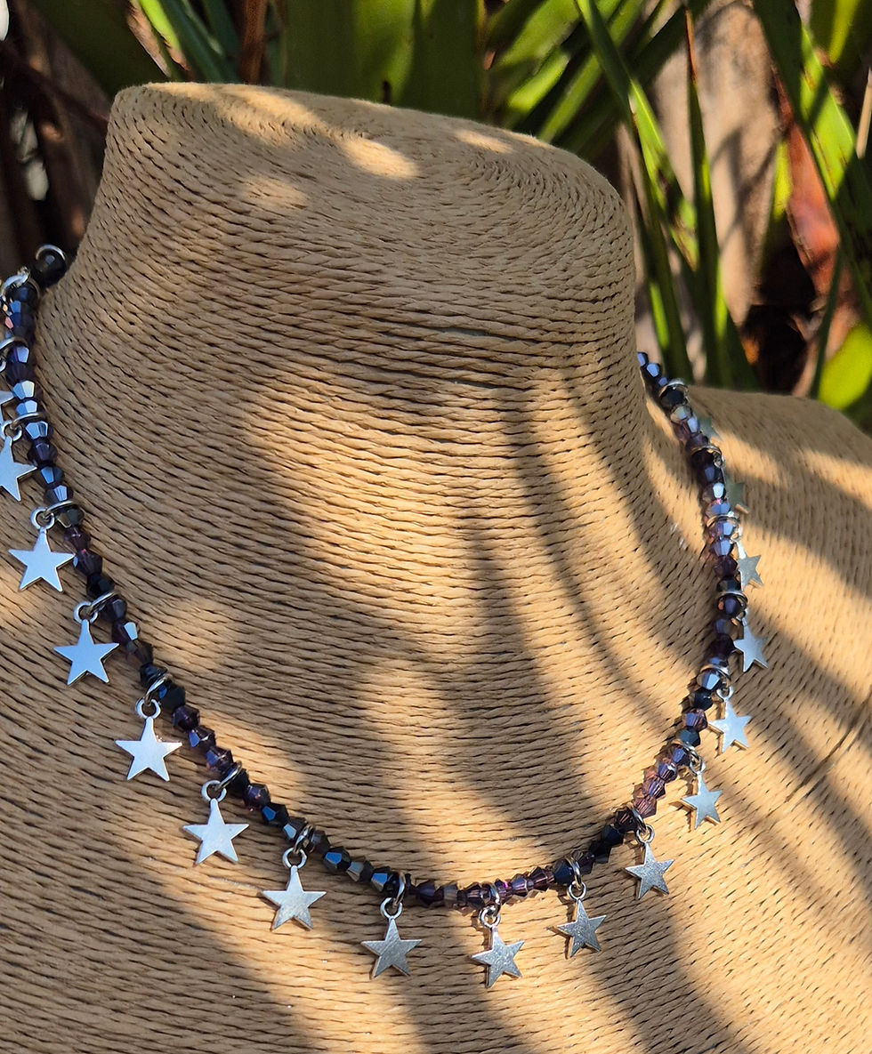 Thumbnail: Glass Crystal Star Charm Necklace SILVER