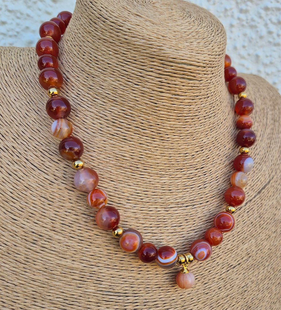 Thumbnail: Carnelian Pumpkin Necklace Halloween 