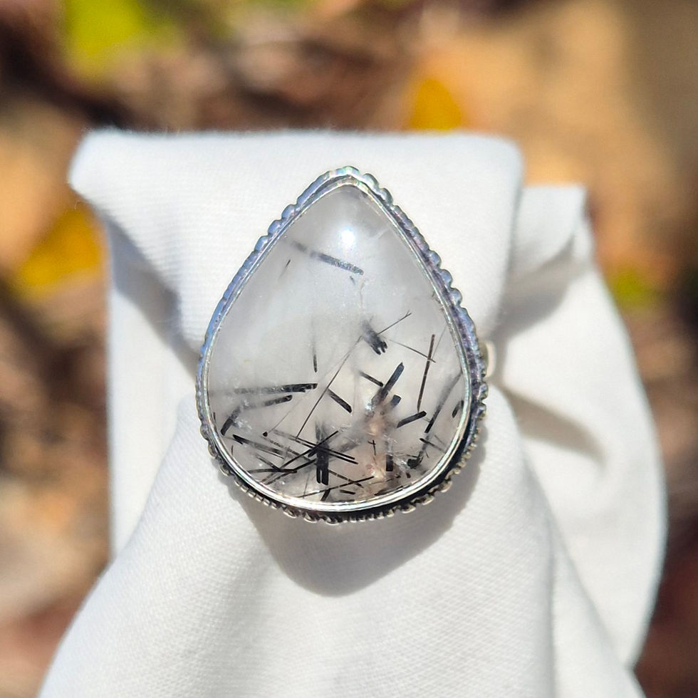 Thumbnail: Tourmaline Quartz Ring Size V 