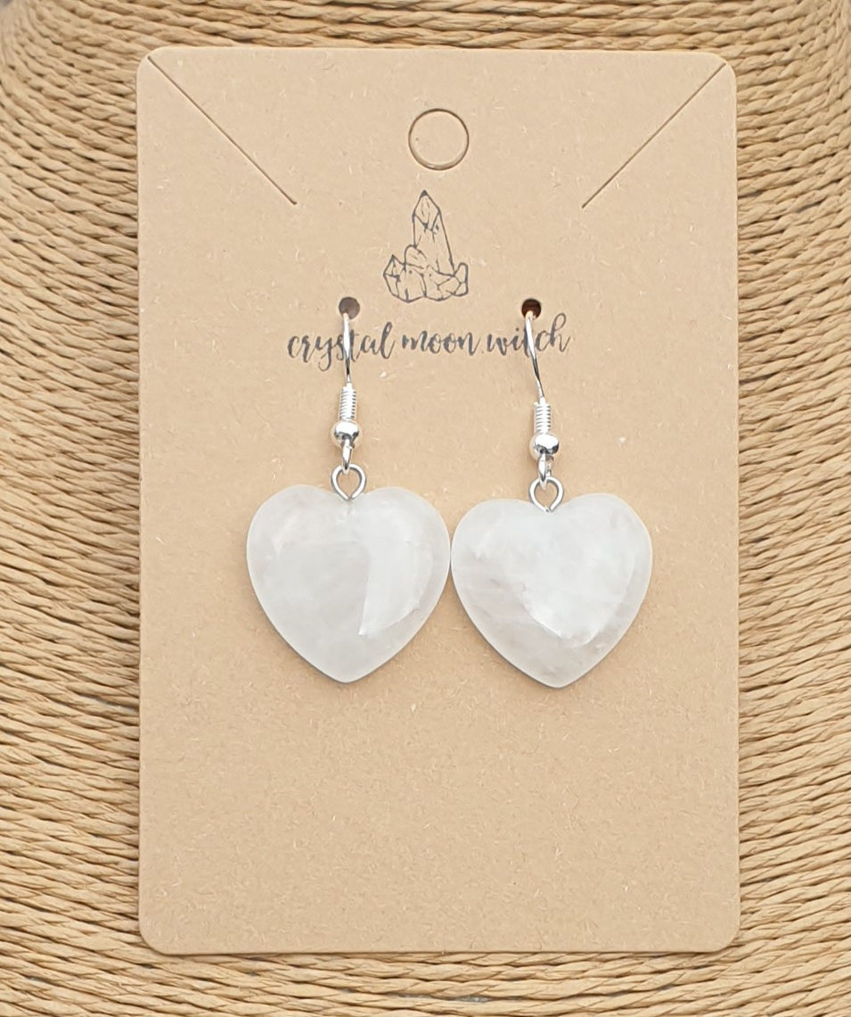 Thumbnail: Clear Quartz heart earings 