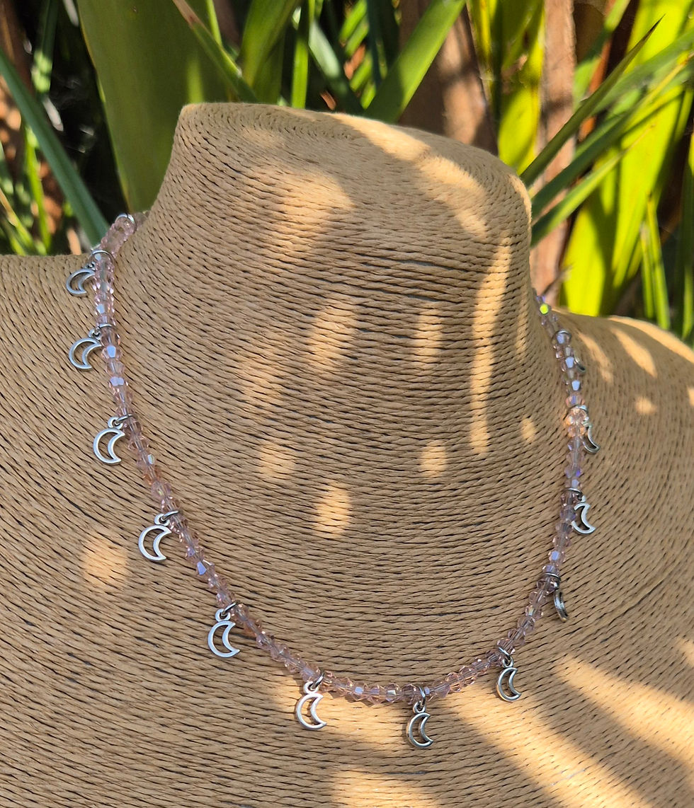 Thumbnail: Glass Crystal Moon charm Necklace 