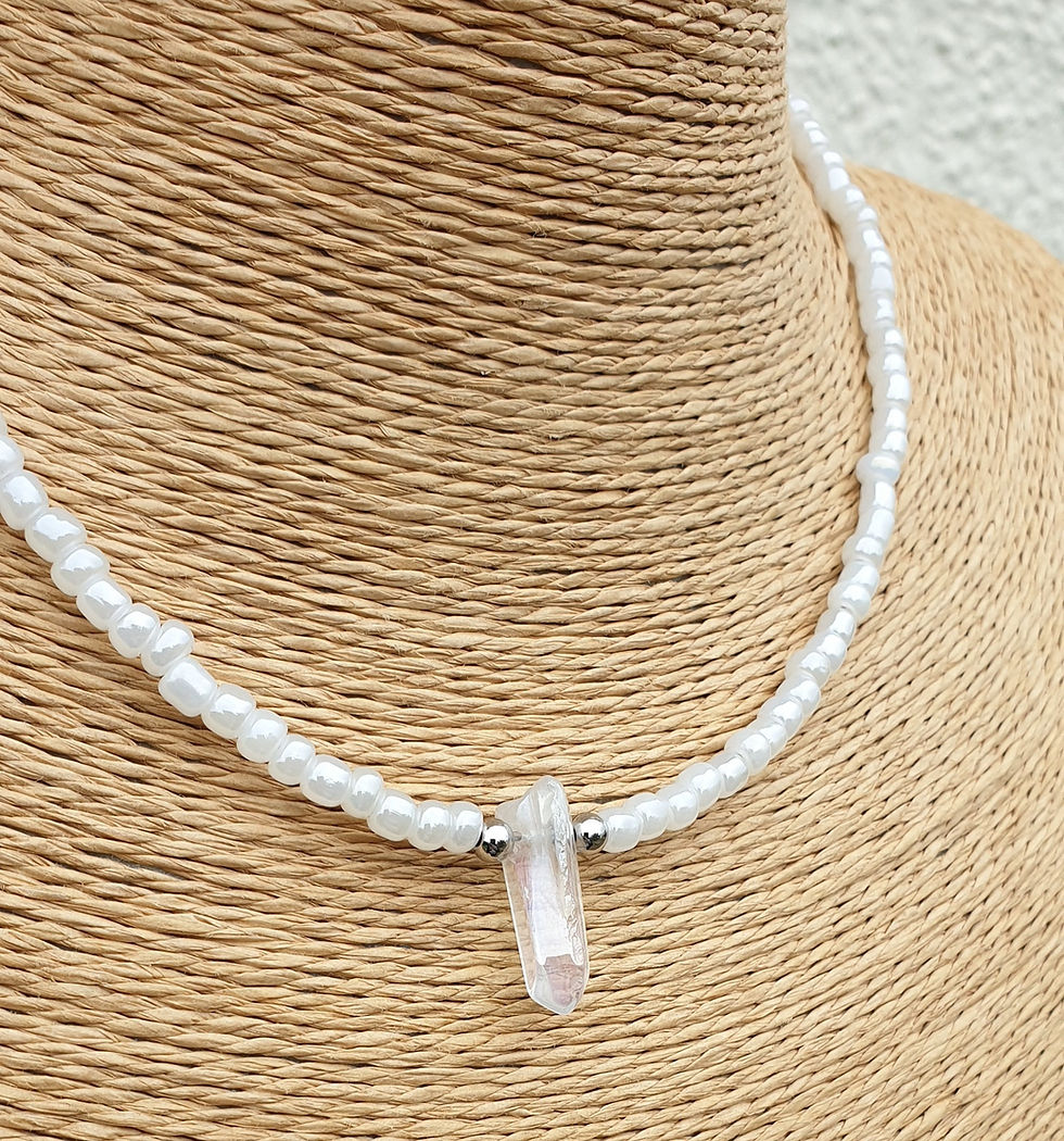 Thumbnail: Angel Aura Quartz necklace PEARL