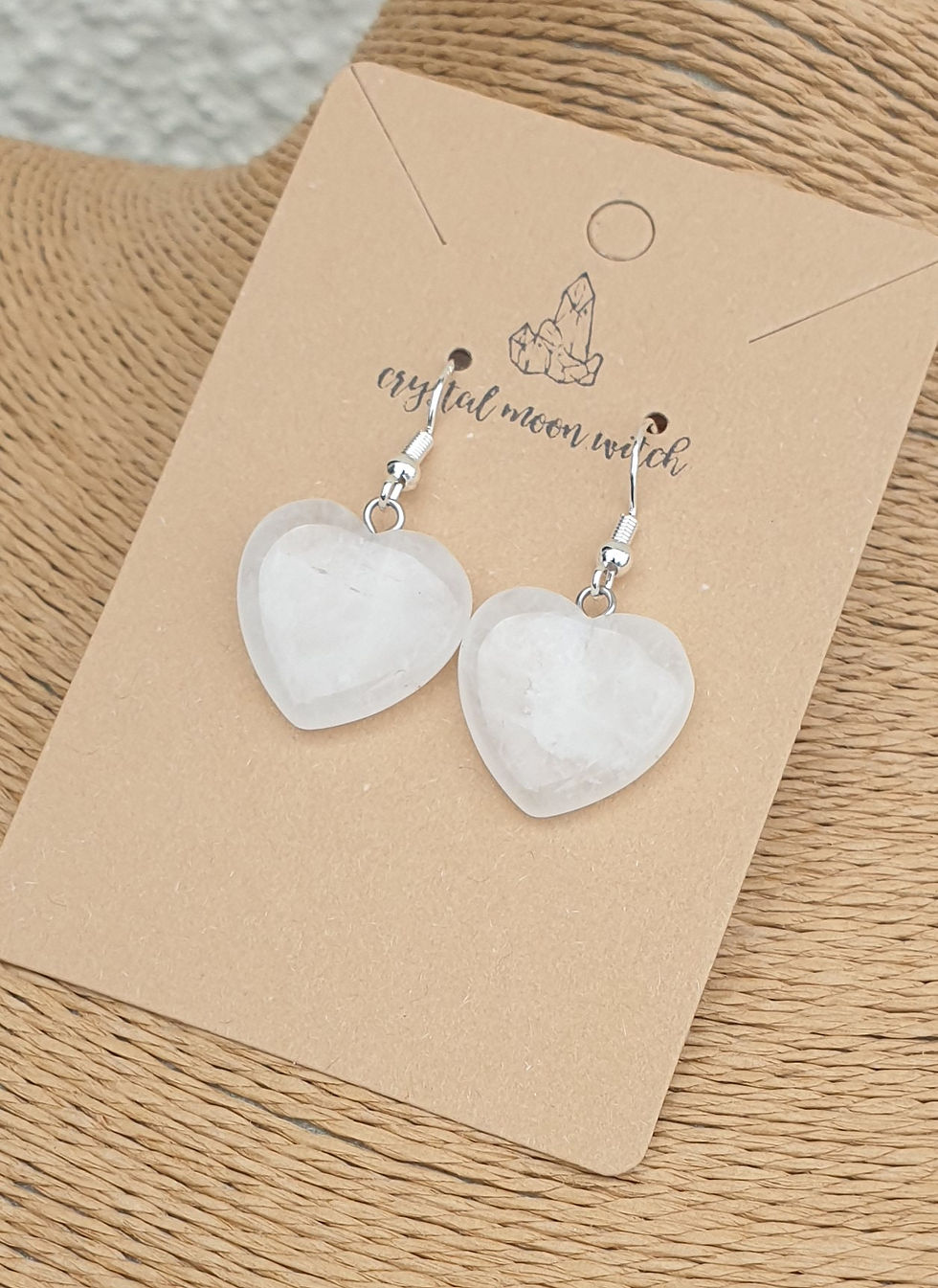 Thumbnail: Clear Quartz heart earings 