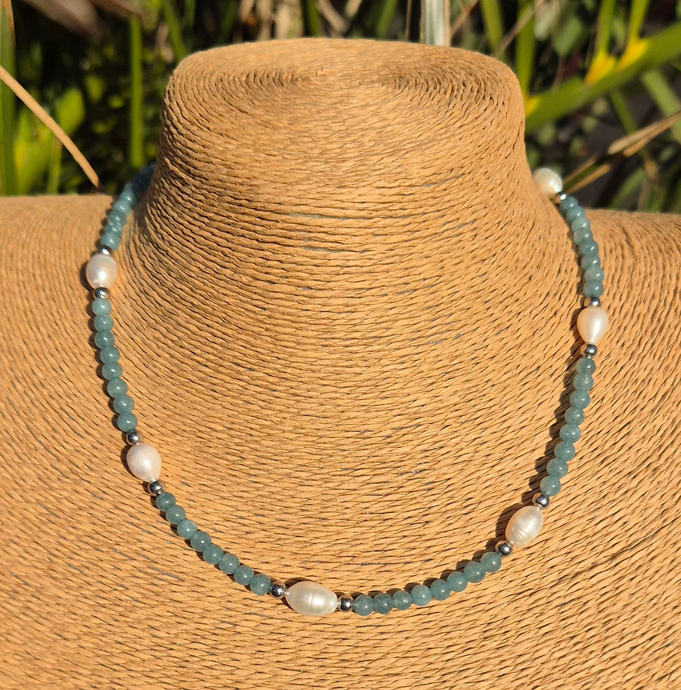 Thumbnail: Aquamarine Freshwater Pearl Necklace 