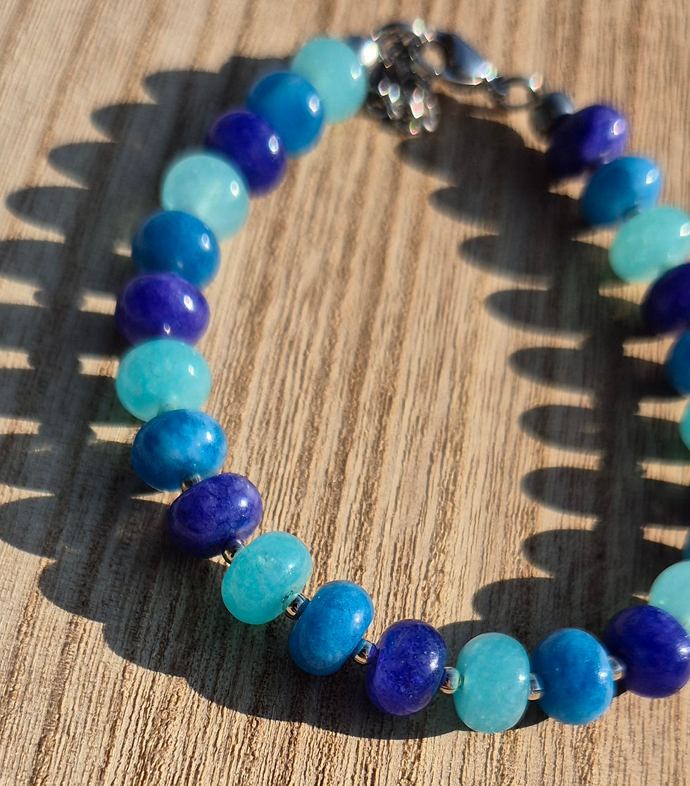 Thumbnail: Aqua Chalcedony Blue Chalcedony Bracelet ~ SILVER 