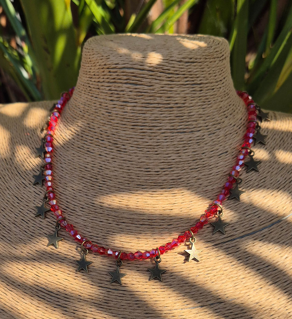 Thumbnail: Glass Crystal Star charm Necklace BRONZE 