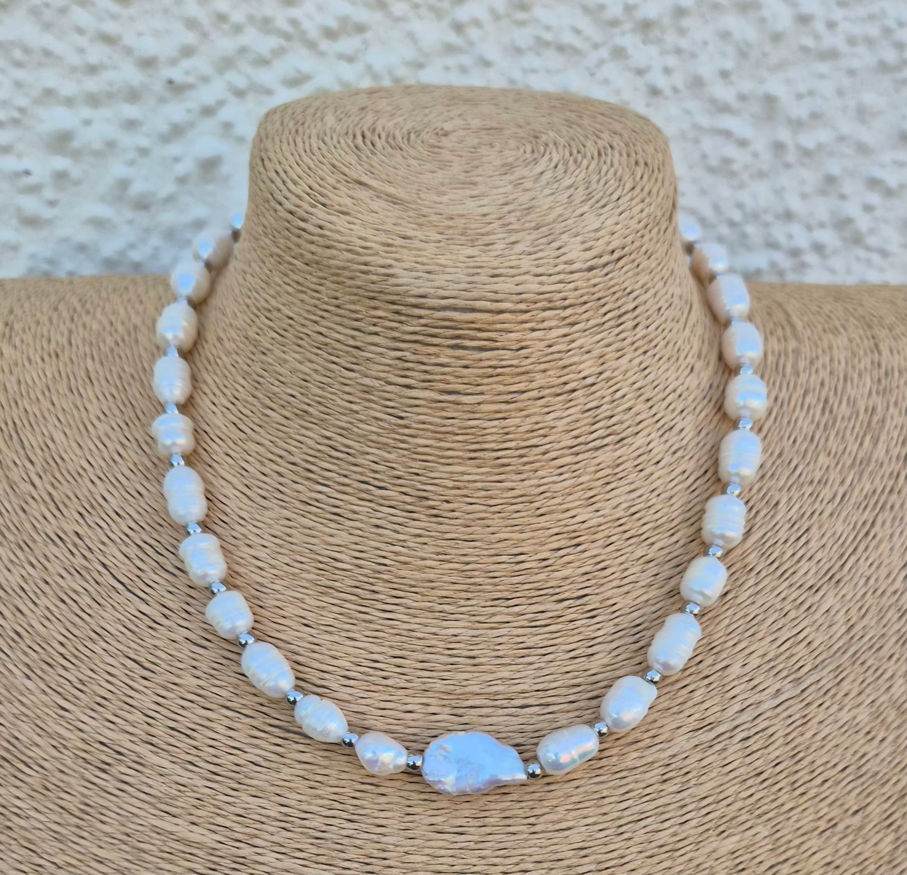 Freshwater Pearl Necklace ~ SILVER