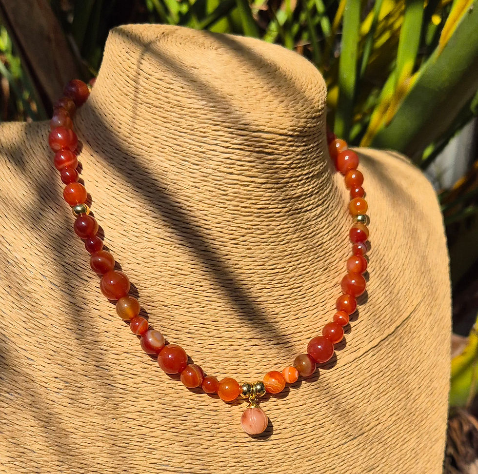 Thumbnail: Carnelian Pumpkin Necklace Halloween 