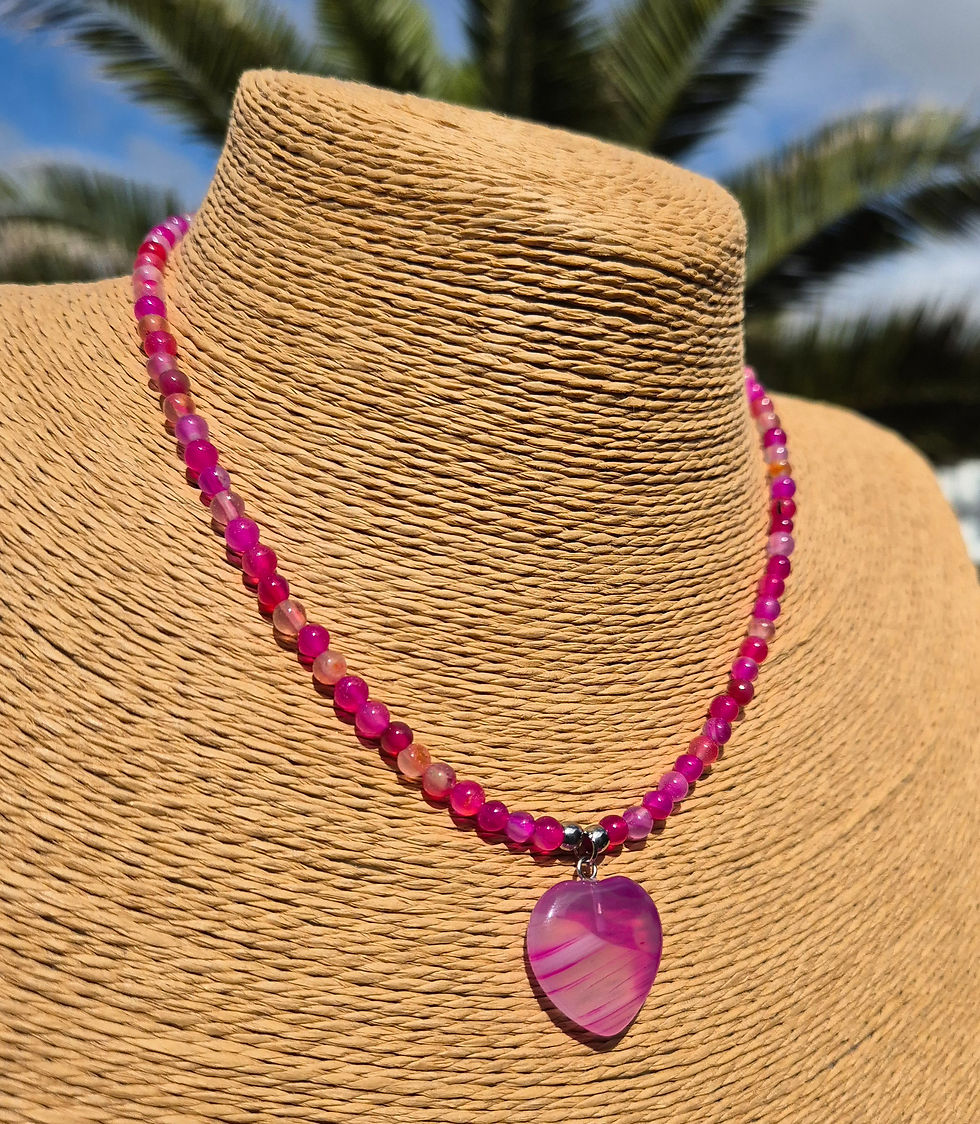 Thumbnail: Pink Agate heart Necklace 