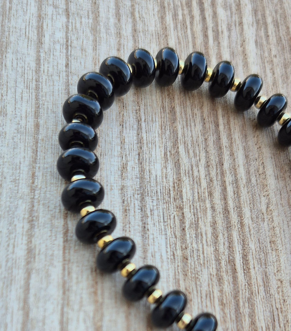 Thumbnail: Black Obsidian Bracelet ~ GOLD