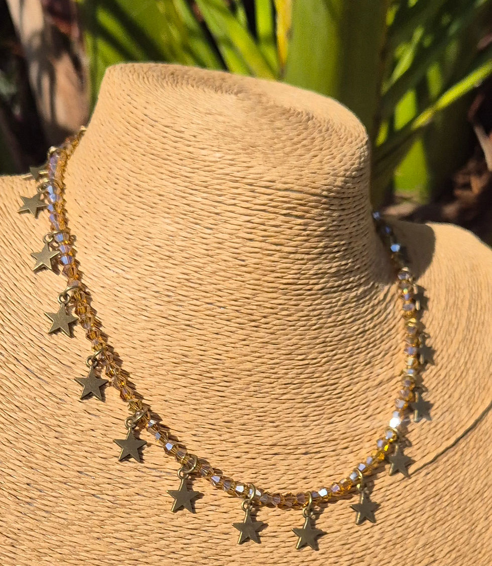 Thumbnail: Glass Crystal Star charm Necklace BRONZE