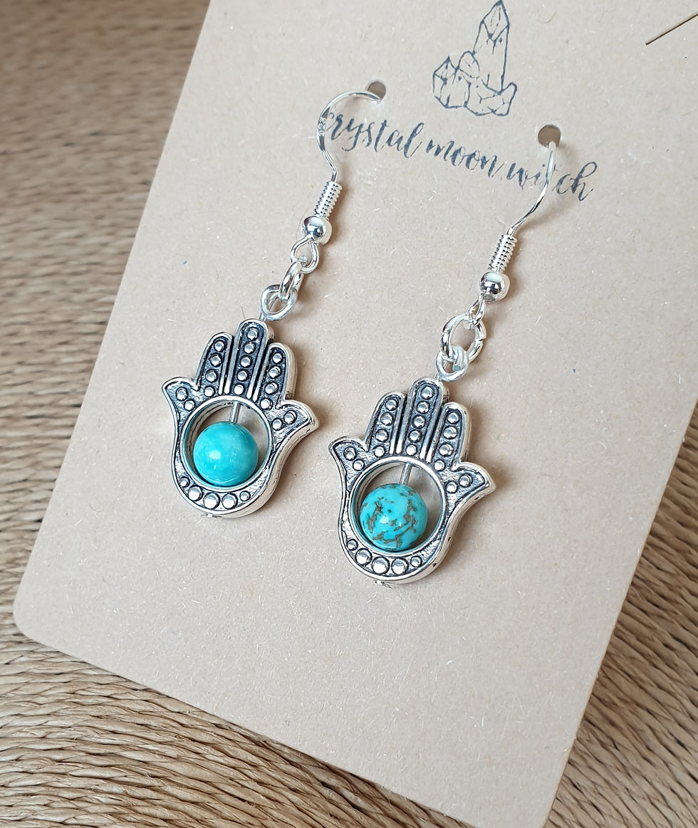 Thumbnail: Turquoise Howlite hamsa Earings 