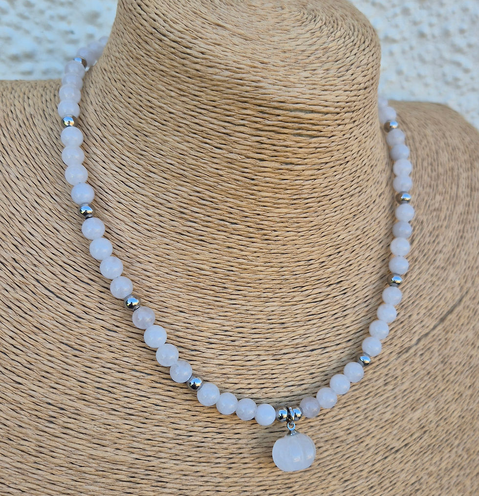 Thumbnail: White Jade Pumpkin Necklace Halloween 
