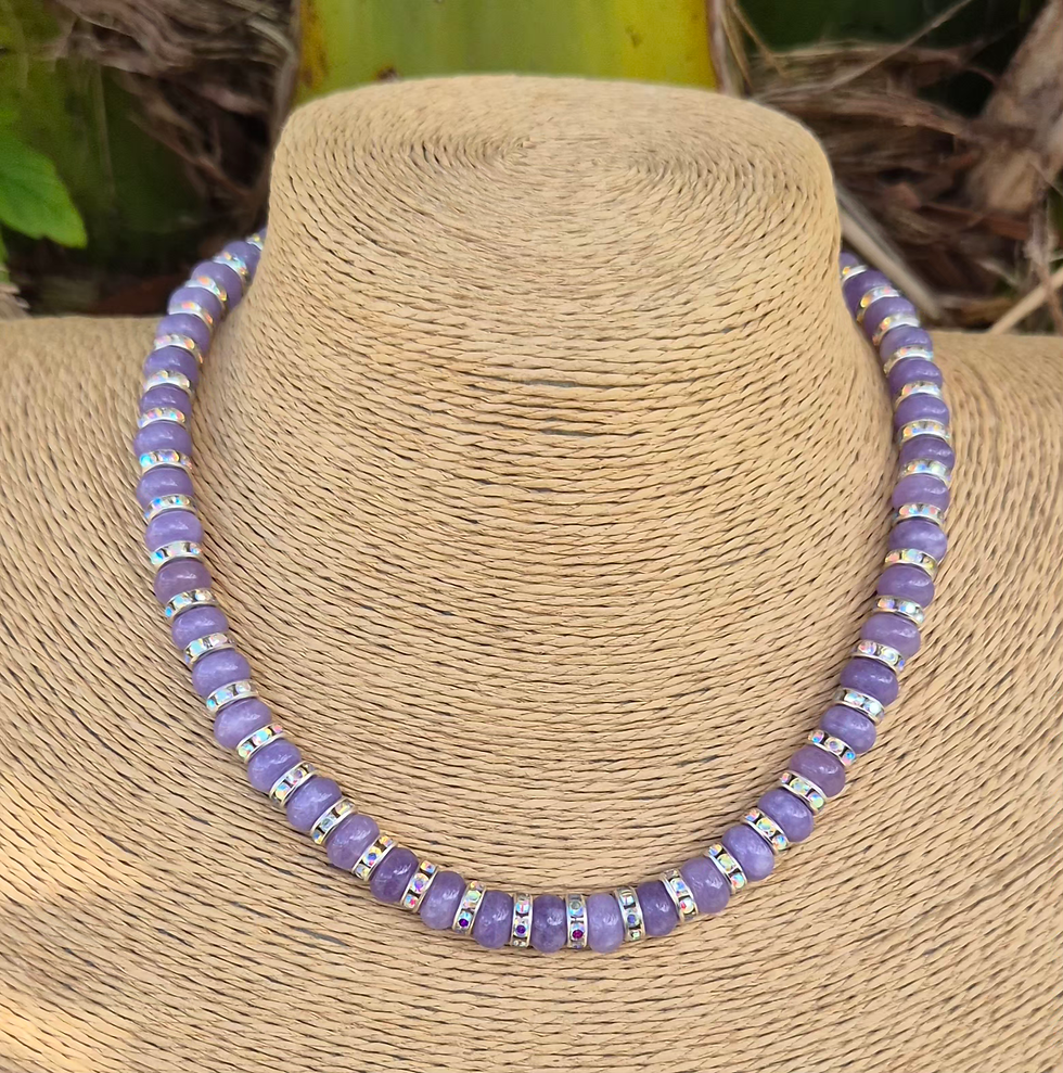 Thumbnail: Lilac Chalcedony Sparkle Necklace ~ SILVER 