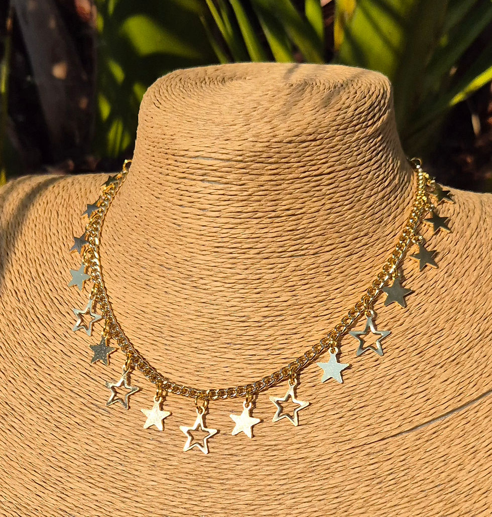 Thumbnail: Gold Star Charm Necklace Choker 