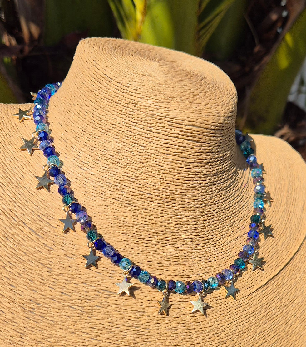 Thumbnail: Glass Crystal Star charm Necklace Choker GOLD