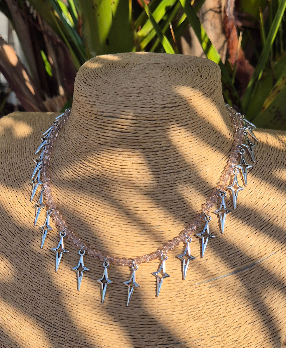Thumbnail: Glass Crystal Star charm Necklace Choker SILVER