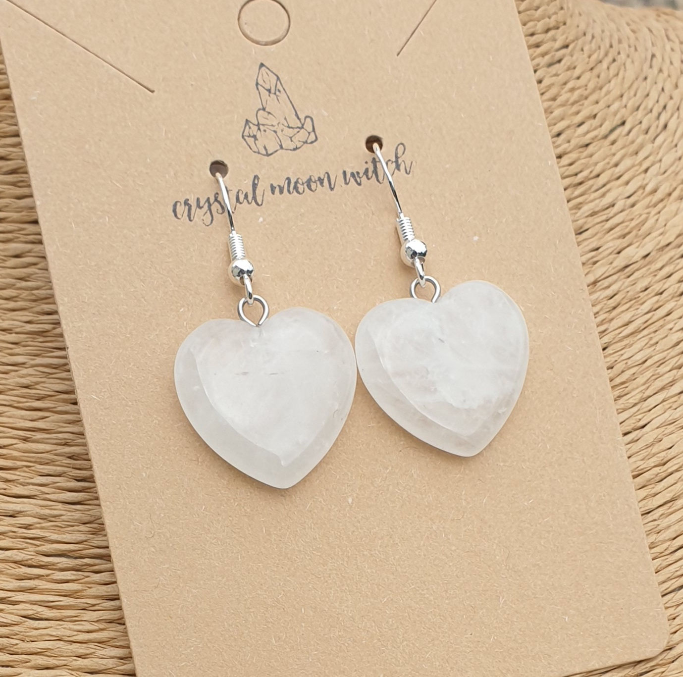 Clear Quartz heart earings 
