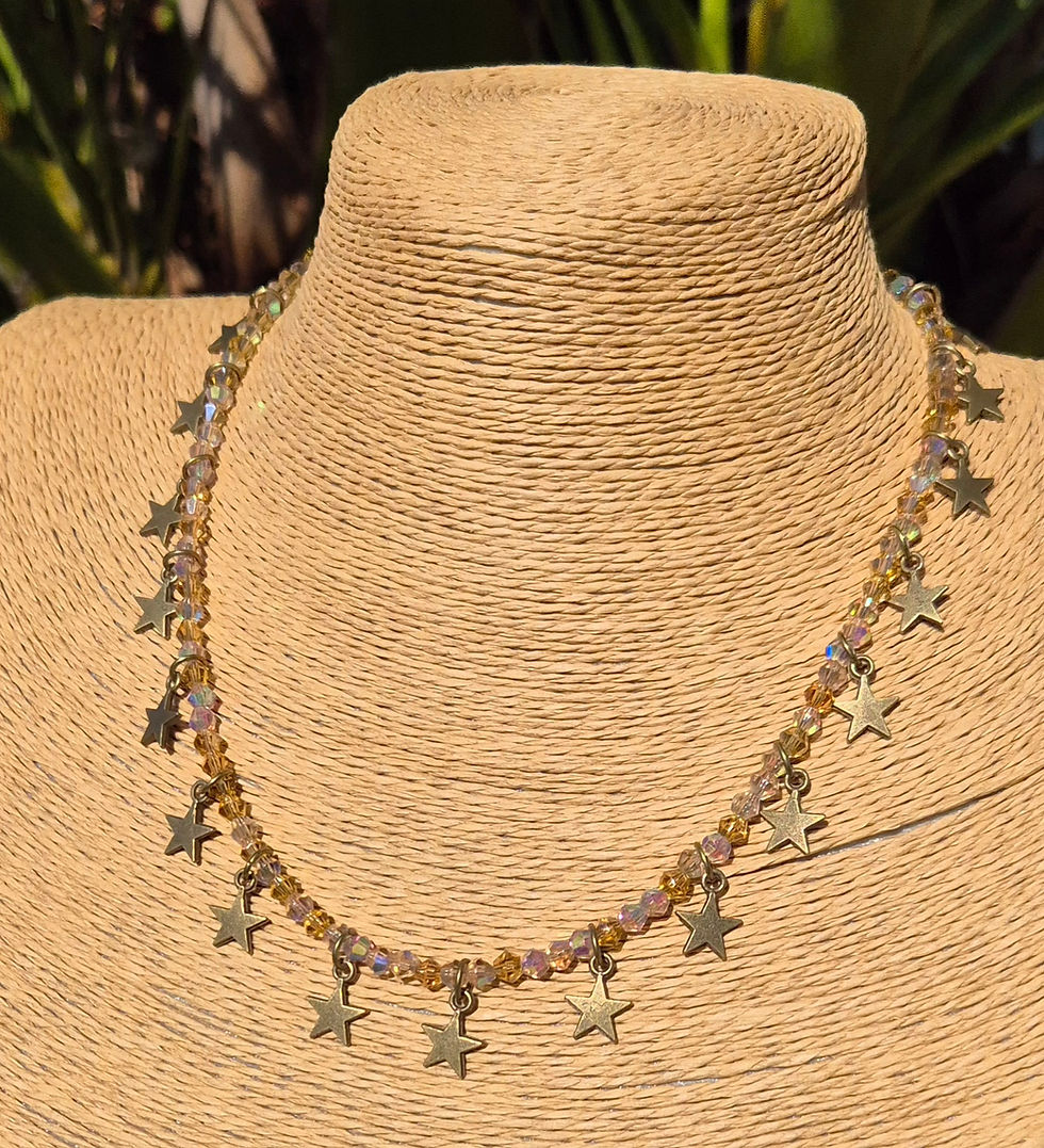 Thumbnail: Glass Crystal Star charm Necklace BRONZE 