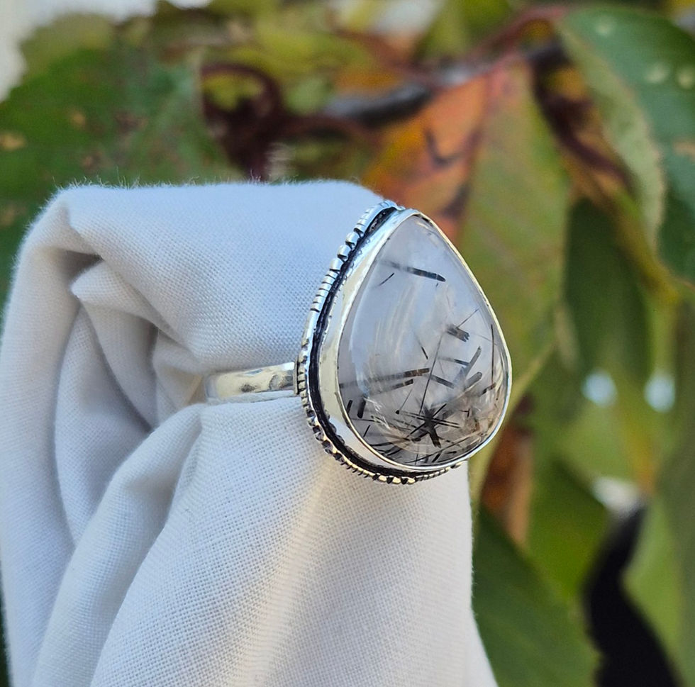 Thumbnail: Tourmaline Quartz Ring Size V 