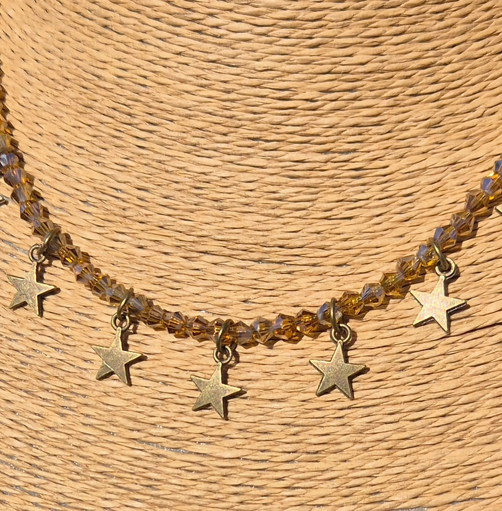 Thumbnail: Glass Crystal Star charm Necklace BRONZE