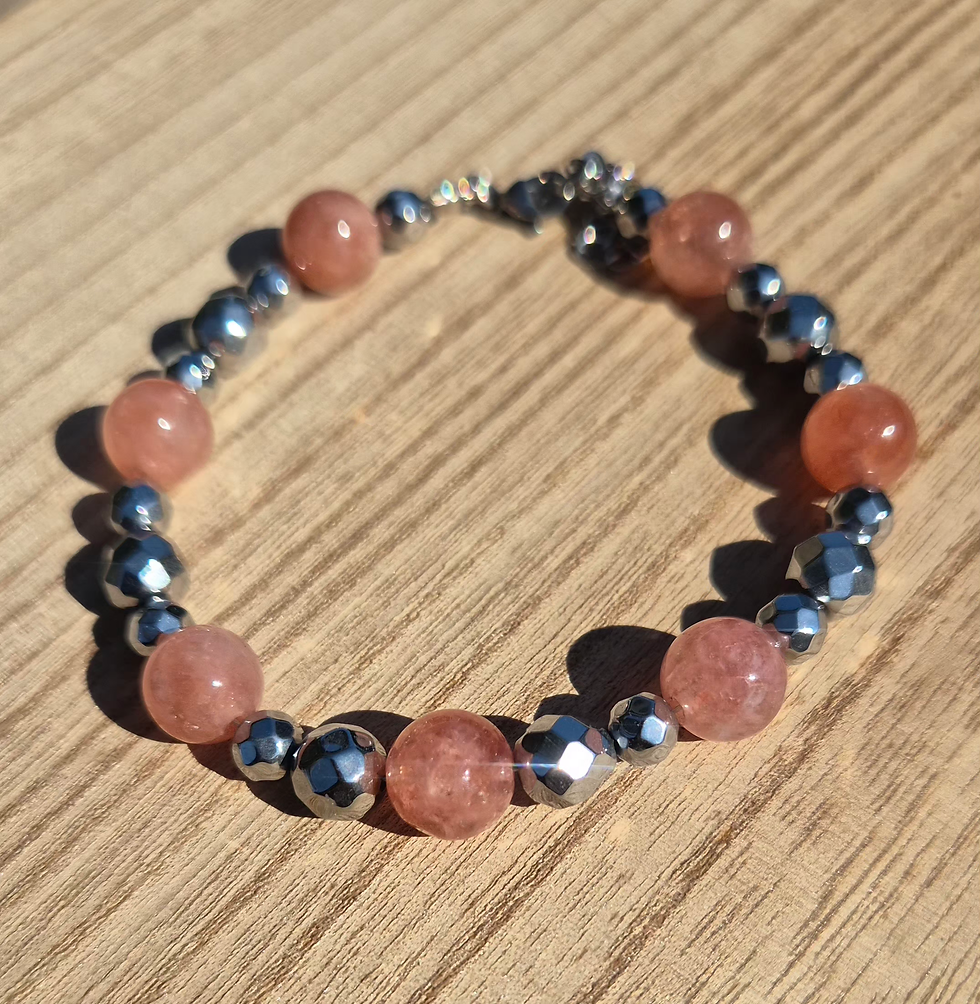 Thumbnail: Sunstone Hematite Bracelet ~ SILVER 