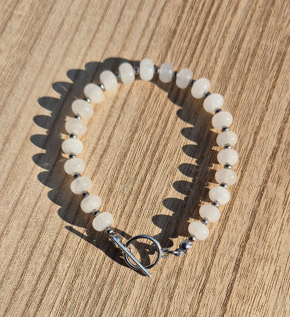 Thumbnail: White Jade Bracelet ~ SILVER 